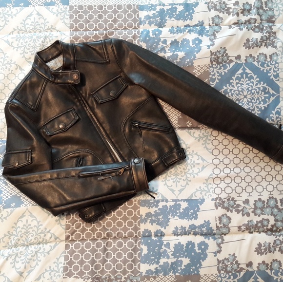 Faux Leather Cropped Moto Jacket - Picture 1 of 2